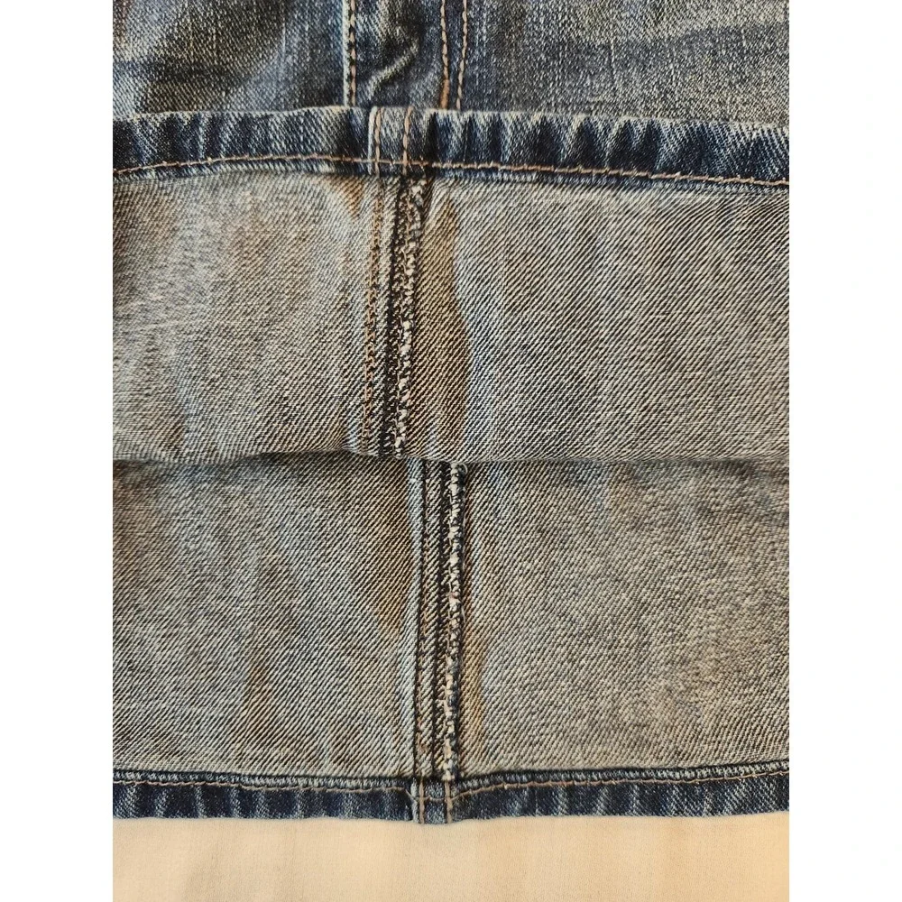 Women's Blue Distress Denim Micro Mini Skirt Size 11 Casual Y2K Grunge W34